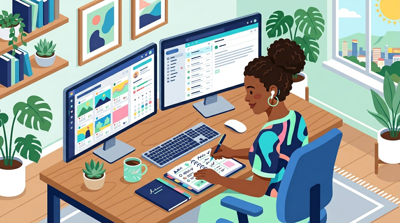 Virtual Assistant + Social Media Management Section